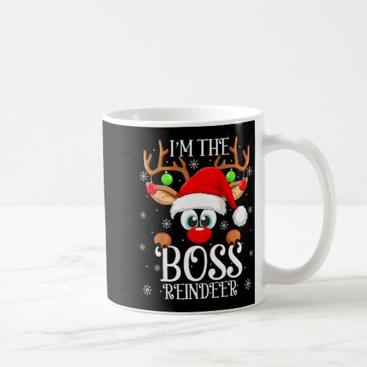 Boss Reindeer Christmas Family Matching Group Funn コーヒーマグカップ (右)