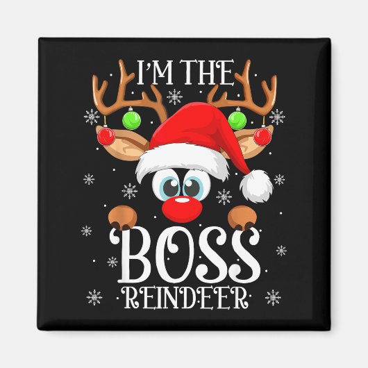 Boss Reindeer Christmas Family Matching Group Funn マグネット (正面)
