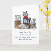 Boss’s Day From Group to Woman Funny Female Cat カード (黄色い花)