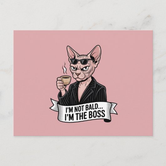 Boss Sphynx Cat Coffee Artwork シーズンポストカード (正面)