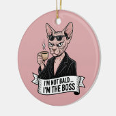 Boss Sphynx Cat Coffee Artwork セラミックオーナメント (左)