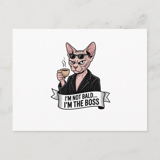 Boss Sphynx Cat Coffee Artwork ポストカード (正面)