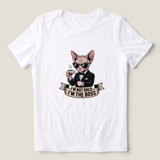 Boss Sphynx Cat Coffee Illustration トライブレンドＴシャツ (デザイン正面)