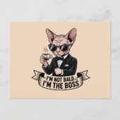 Boss Sphynx Cat Coffee Illustration ポストカード (正面)