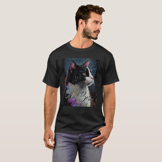 Boss Tuxedo Cat  for Mom Dad Tシャツ (正面フル)