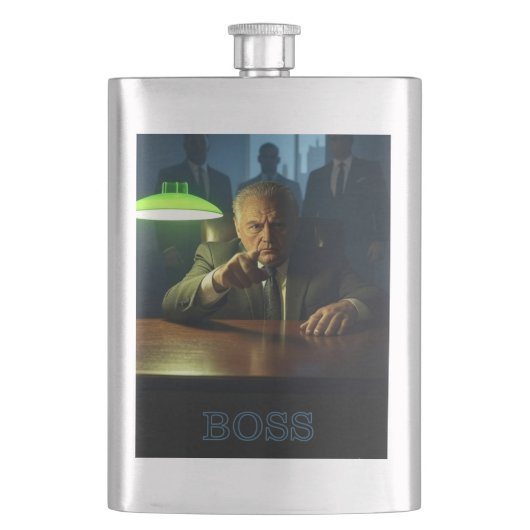 Boss w text stainless steel flask フラスク (正面)