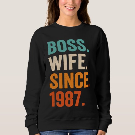 Boss Wife Since 1987 36th wedding anniversary スウェットシャツ (正面)