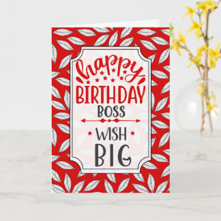 Boss Wish Big Red Botanical Typography Birthday カード