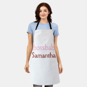 Bossbabeハッシュタグライトピンク追加name girlボス エプロン (着用した状態)