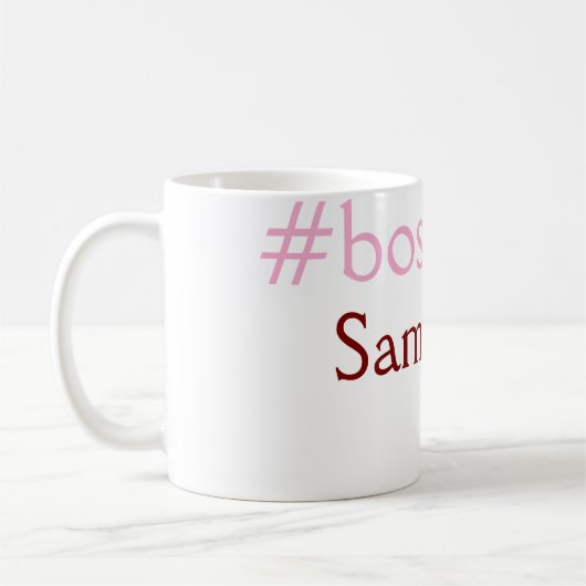 Bossbabeハッシュタグライトピンク追加name girlボス コーヒーマグカップ (左)