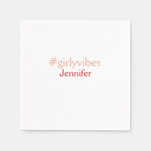 Bossbabeハッシュタグライトピンク追加name girlボス スタンダードカクテルナプキン (正面)