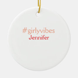 Bossbabeハッシュタグライトピンク追加name girlボス セラミックオーナメント