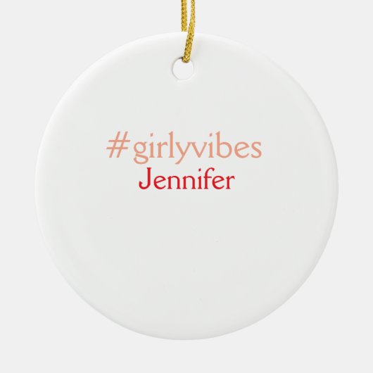 Bossbabeハッシュタグライトピンク追加name girlボス セラミックオーナメント (正面)