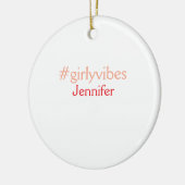 Bossbabeハッシュタグライトピンク追加name girlボス セラミックオーナメント (左)