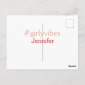 Bossbabeハッシュタグライトピンク追加name girlボス ポストカード (裏面)