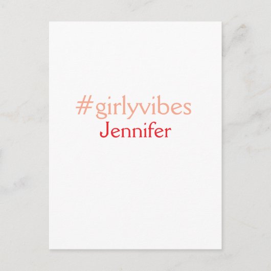 Bossbabeハッシュタグライトピンク追加name girlボス ポストカード (正面)