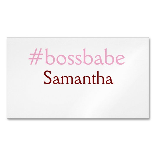 Bossbabeハッシュタグライトピンク追加name girlボス マグネット名刺 (正面)