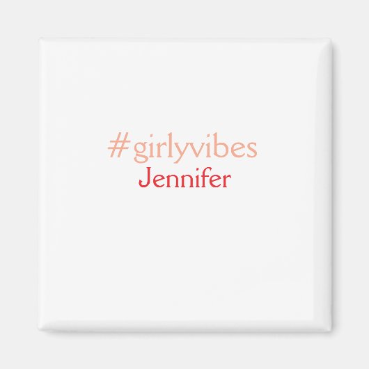 Bossbabeハッシュタグライトピンク追加name girlボス マグネット (正面)