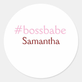 Bossbabeハッシュタグライトピンク追加name girlボス ラウンドシール