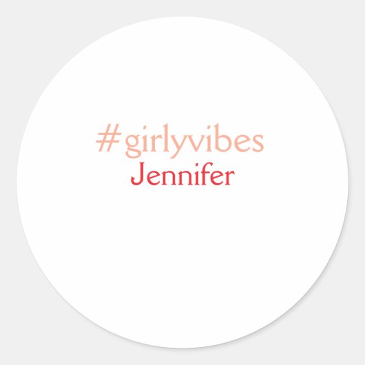 Bossbabeハッシュタグライトピンク追加name girlボス ラウンドシール (正面)