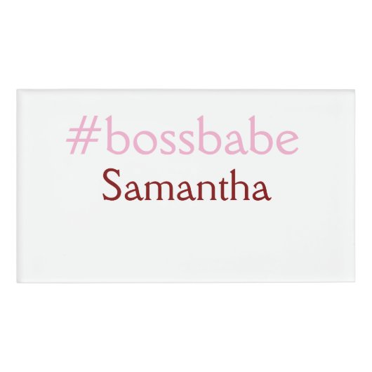 Bossbabeハッシュタグライトピンク追加name girlボス 名札 (正面)
