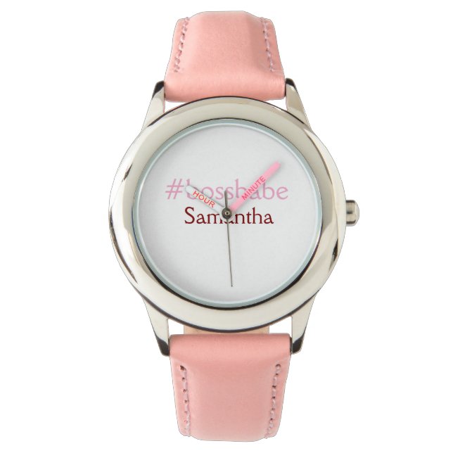 Bossbabeハッシュタグライトピンク追加name girlボス 腕時計 (正面)