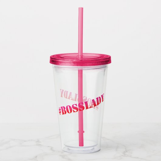 #Bosslady -おもしろいガールパワー引用文 アクリルタンブラー (正面)
