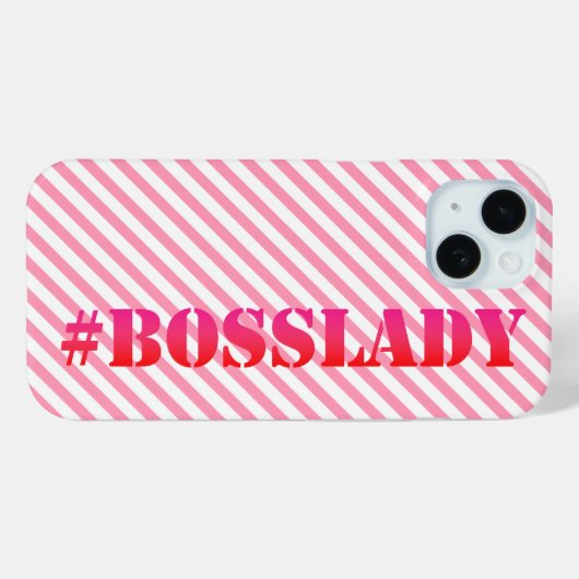 Bosslady -おもしろいピンクガールストライプのパワー引用文 Case-Mate iPhoneケース (裏面 (横))