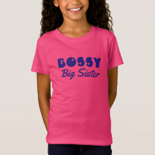 「BOSSY Big Sester」おもしろい、ブルー・文字 Tシャツ
