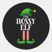 Bossy Elf Matching Family Group Christmas Party Py ラウンドシール (正面)