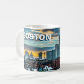 Bosto Coffee Mug Massachusetts City Skyline Gift コーヒーマグカップ (正面左)