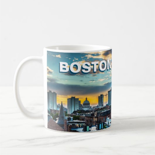 Bosto Coffee Mug Massachusetts City Skyline Gift コーヒーマグカップ (左)