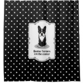Boston カッコいい Terrier with Sunglasses (黒) シャワーカーテン (正面)