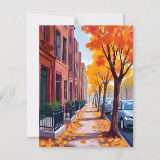 Boston Autumn Fall Foliage Watercolor Card (正面)
