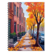 Boston Autumn Fall Foliage Watercolor Painted ノートブック (正面)