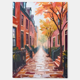 Boston Autumn Watercolor Beacon Hill マグネット