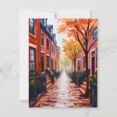 Boston Autumn Watercolor Beacon Hill Card (正面)