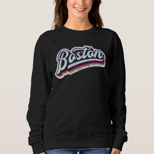 Boston Baseball Throwback u2013 Classic Retro Vint スウェットシャツ (正面)
