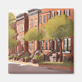 Boston Brownstones | Beacon Street Watercolor マグネット
