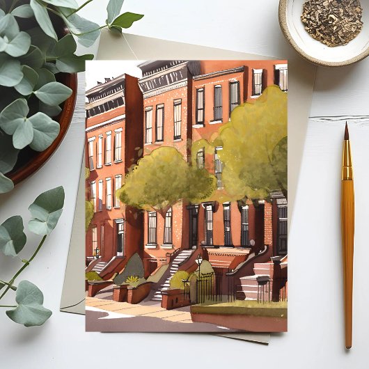 Boston Brownstones | Beacon Street Watercolor Card