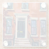 Boston Brownstones Massachusetts Watercolor ガラスコースター (裏面)