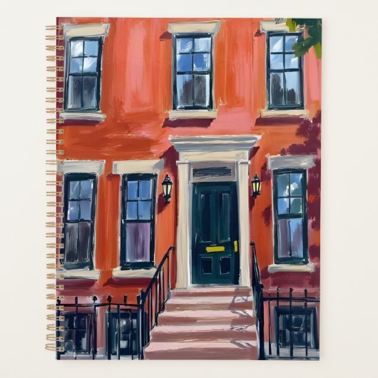 Boston Brownstones Massachusetts Watercolor プランナー手帳 (正面)