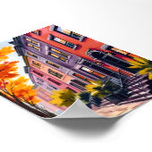 Boston Brownstones Watercolor Massachusetts ポスター (角)