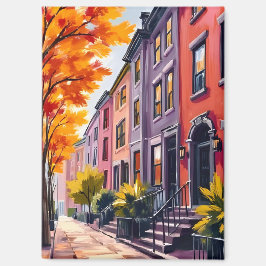 Boston Brownstones Watercolor Massachusetts マグネット