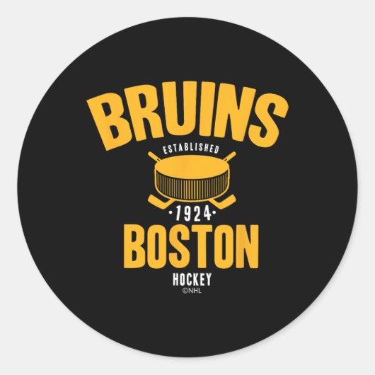 Boston Bruins Hockey Puck Black Officially License ラウンドシール (正面)