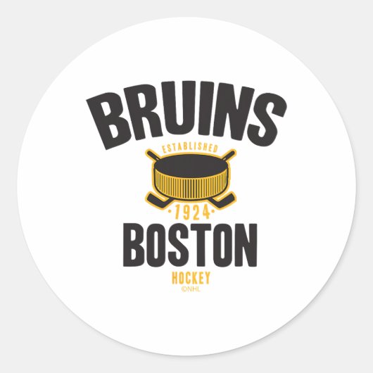 Boston Bruins Hockey Puck White Officially License ラウンドシール (正面)