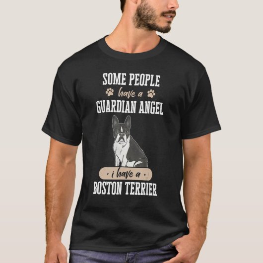 Boston Bull Terrier Dog Guardian Angel Boston Terr Tシャツ (正面)