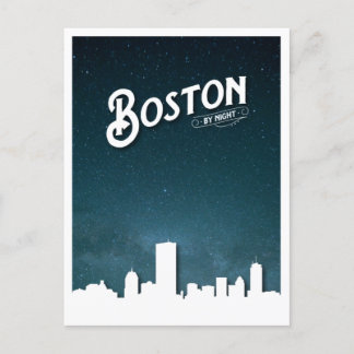 Boston by Night Skyline – ボストン、マサチューセッツ、U シーズンポストカード