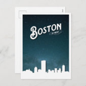 Boston by Night Skyline – ボストン、マサチューセッツ、U シーズンポストカード (正面/裏面)