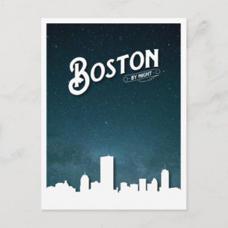 Boston by Night Skyline – ボストン、マサチューセッツ、U ポストカード